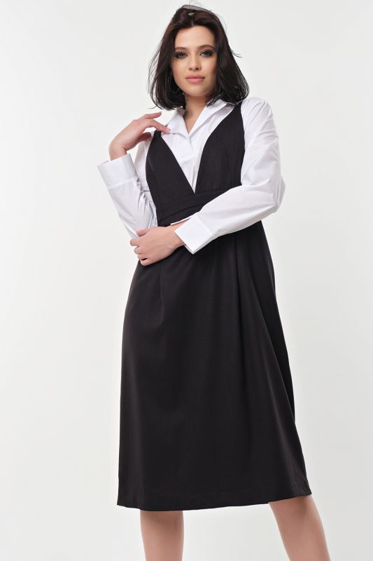 Office midi sundress under blouse black