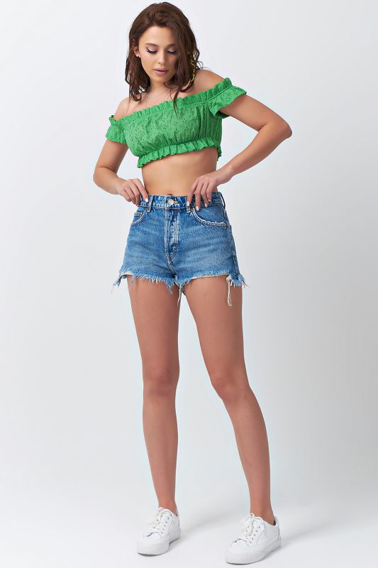 Cotton summer cropped top in green