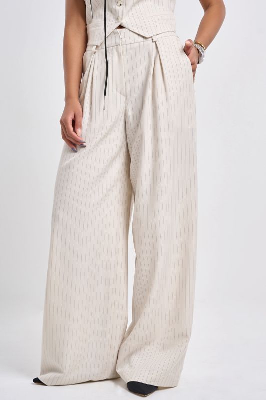 Milk striped straight suit pants