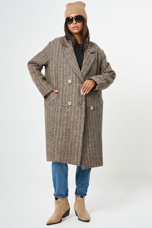 Beige long wool coat with insulated lining