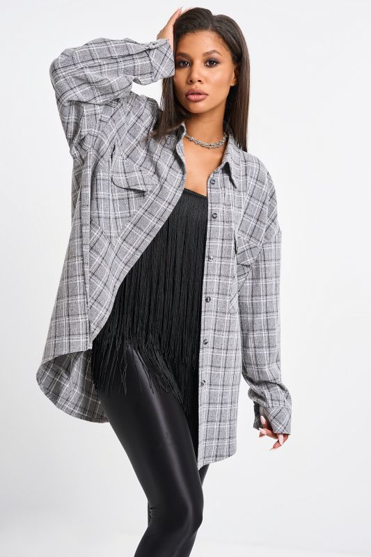 Grey cotton plaid shirt