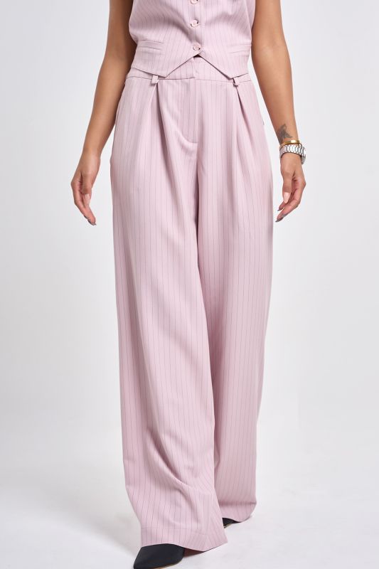 Straight pants made of suit fabric dusty pink with stripes