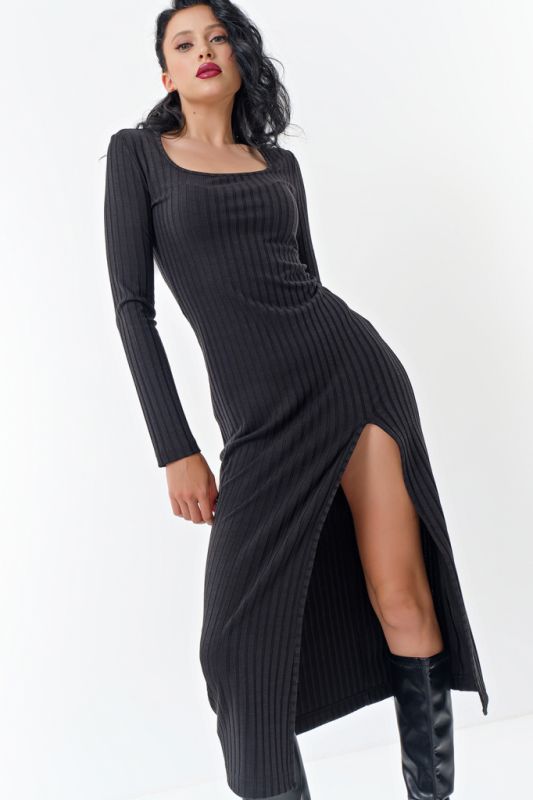 Long sleeve jersey dress black