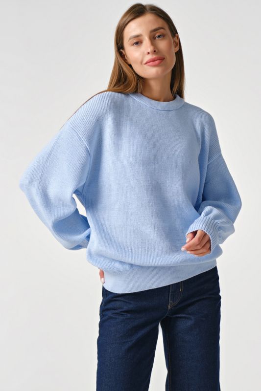 Cotton loose knit sweater blue