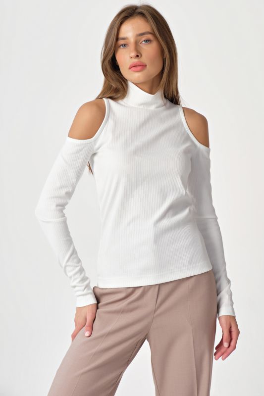 Longsleeve knit with open shoulders in milk color