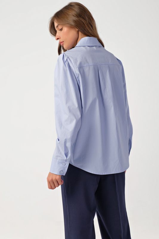 Classic long sleeve straight shirt in blue