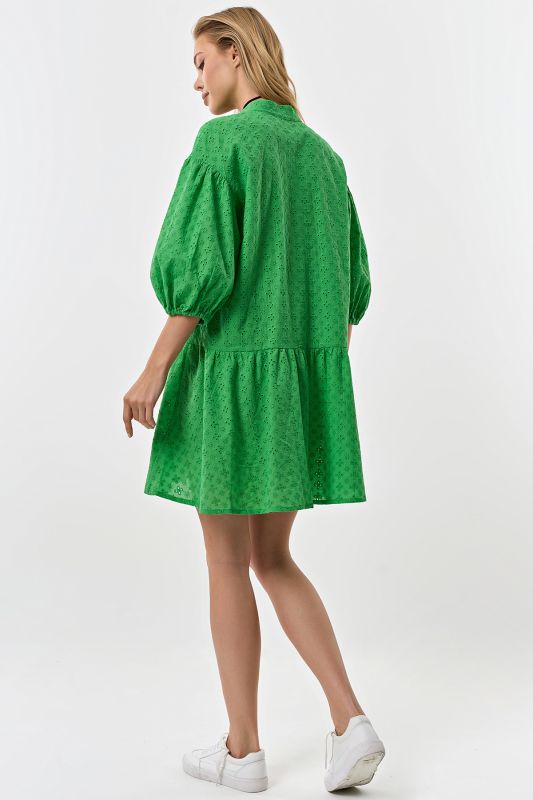 Cotton loose lace summer dress green