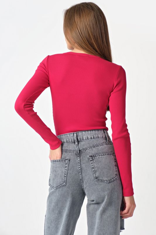 Long-sleeve knitted body with long sleeve raspberry