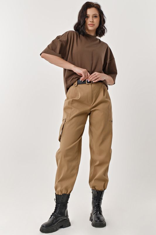 Sandy Cotton Cargo Trousers