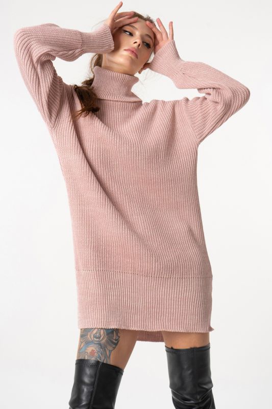 Pink melange cotton knitted dress