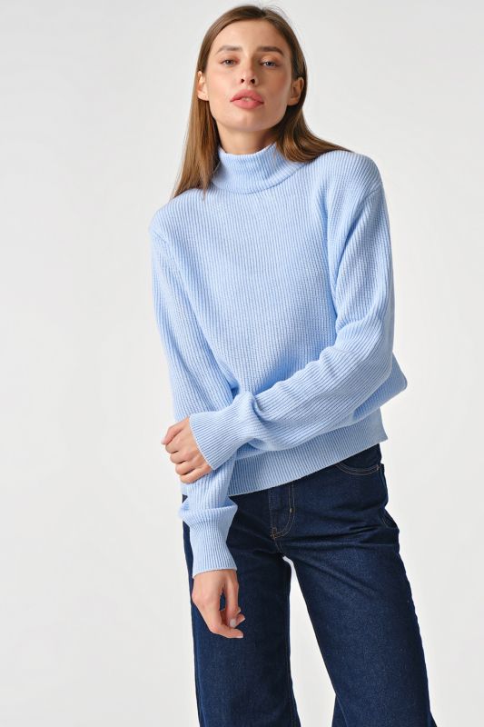 Cotton loose knit sweater light blue