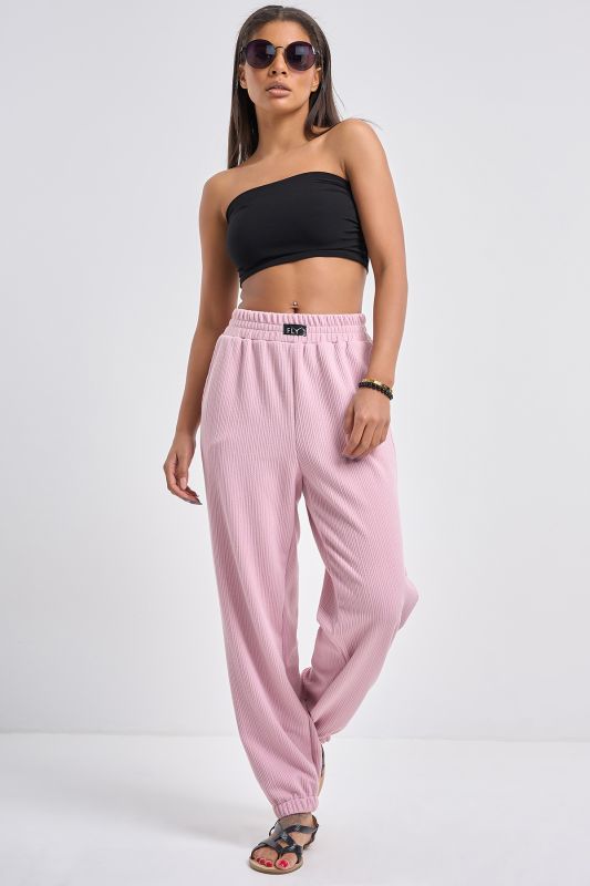 Textured knit pants dusty pink