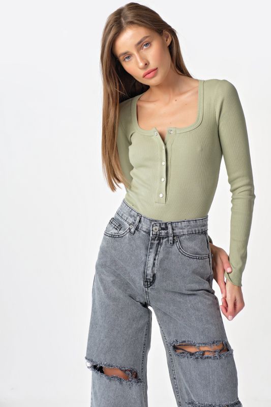 Long sleeve knitted body in light green