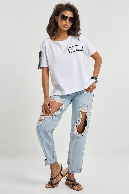 Oversize T-shirt with slits on the sides white