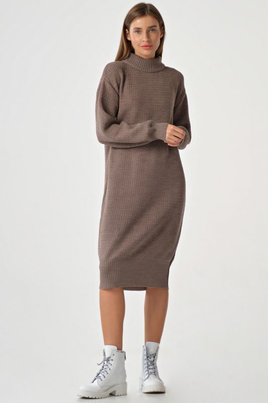 Oversize midi sweater dress in dark beige melange