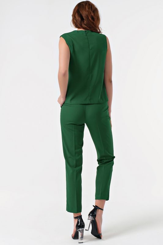 Summer trouser suit with top dark green