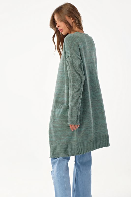 Oversize knitted cardigan with pockets gray-green