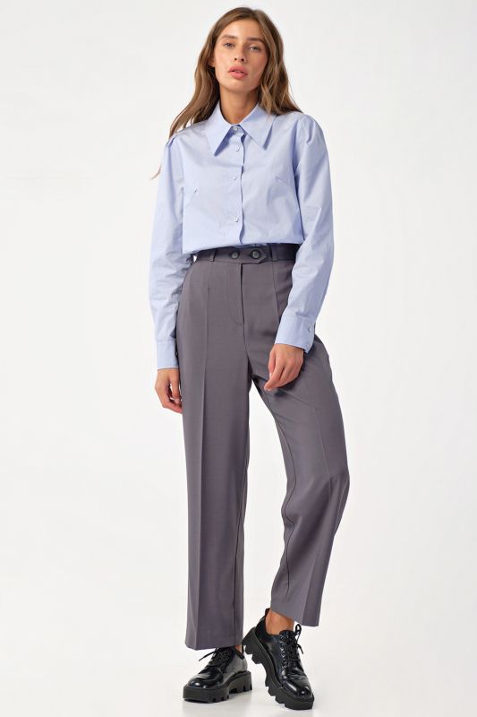 Classic pants shortened straight pants with arrows gray