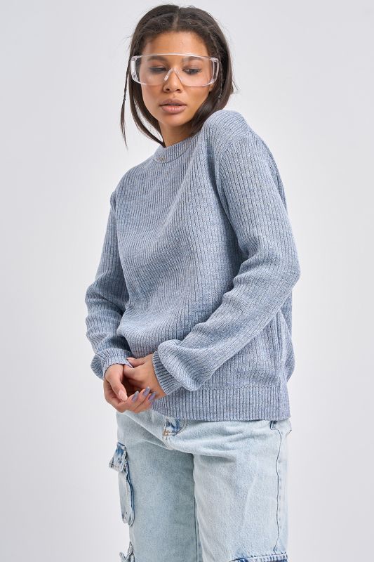 Knitted loose cotton sweater gray melange