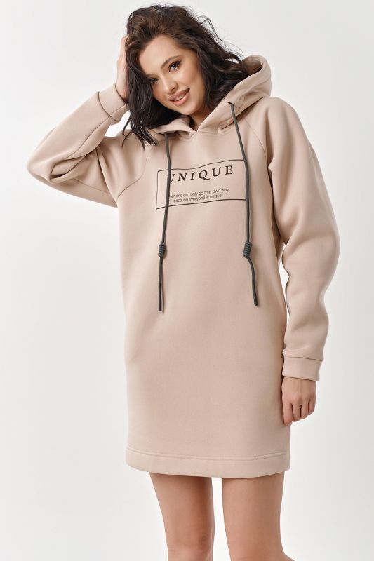 Beige fouter dress with fleece