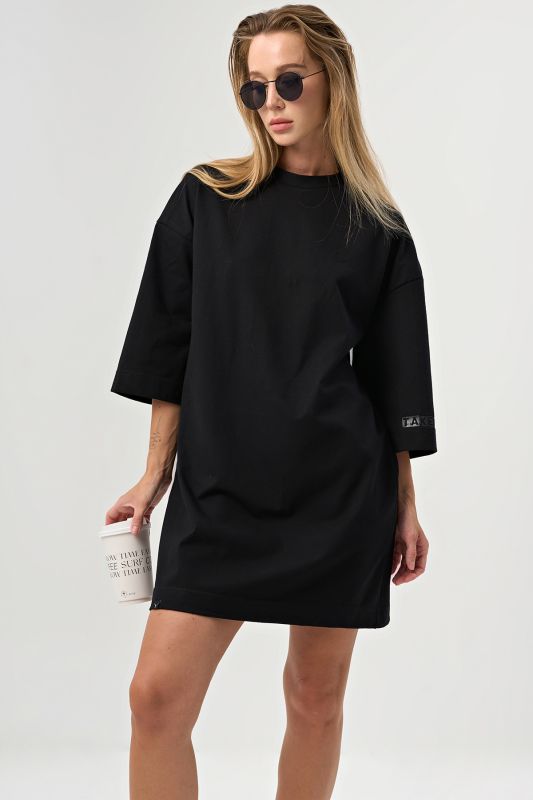 T-shirt dress with print on the arm black