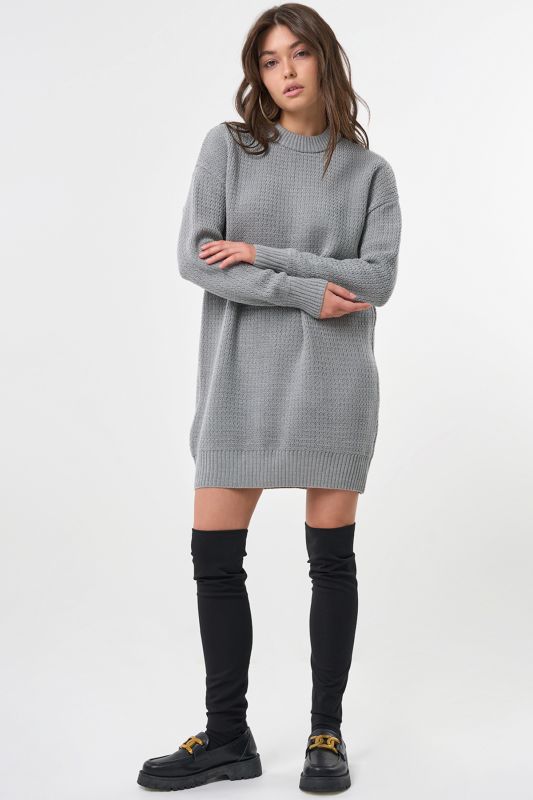 Short wool knitted dress in light gray