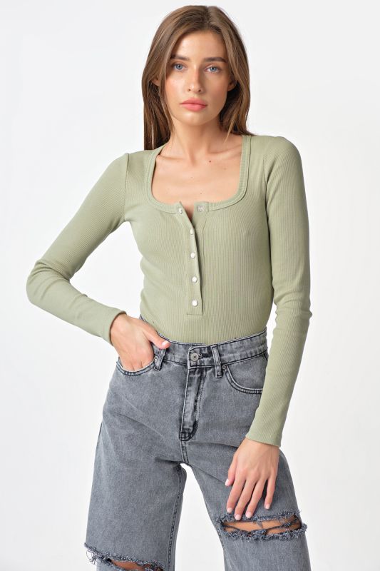 Long sleeve knitted body in light green