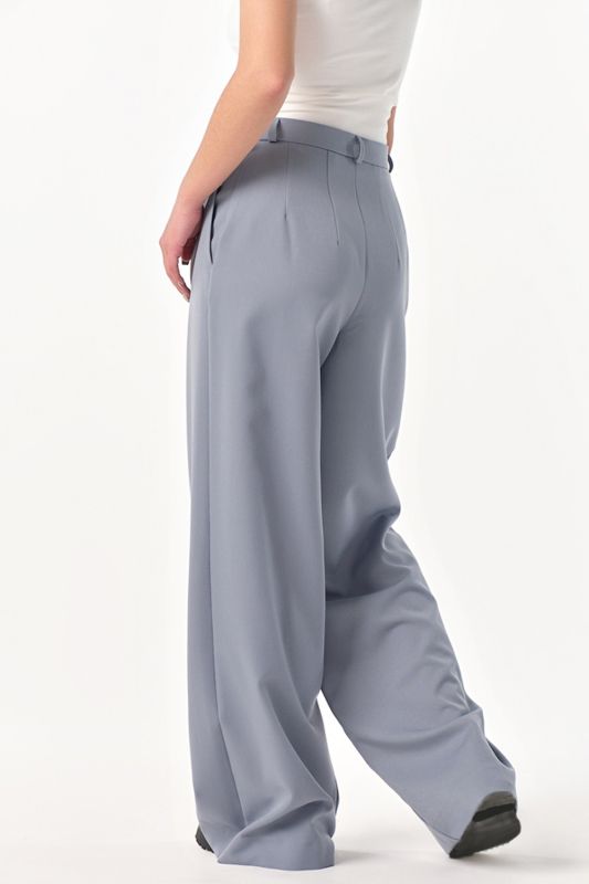 Pants palazzo with high waist gray-blue