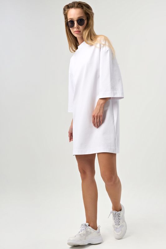 T-shirt dress with print on the arm white