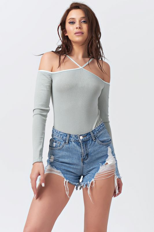 Mint long sleeve knitted bodysuit