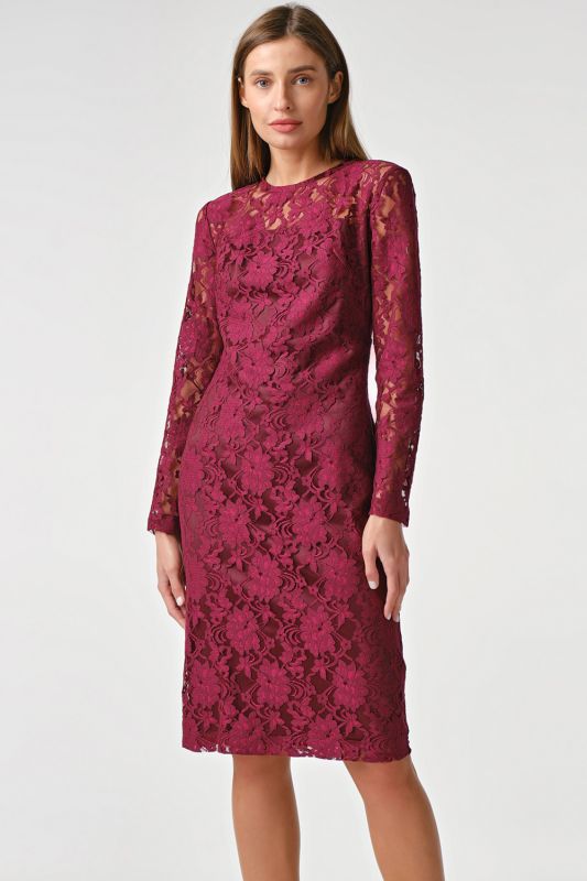 Berry open back lace dress