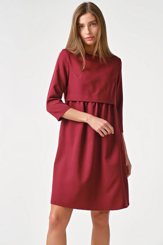 Casual loose dress with v-neck, wine