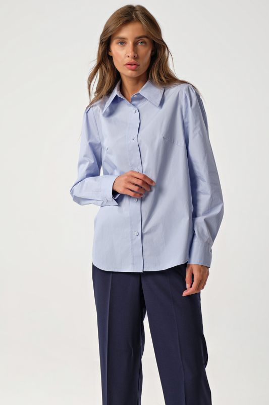 Classic long sleeve straight shirt in blue