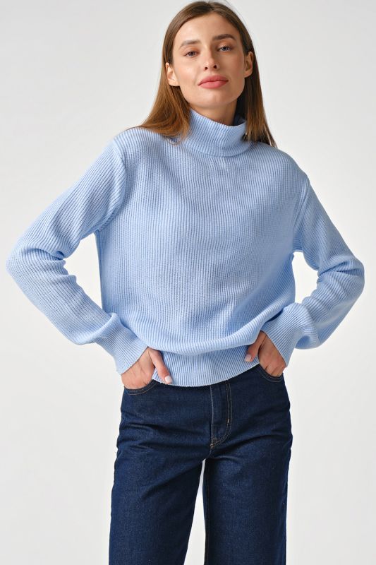 Cotton loose knit sweater light blue