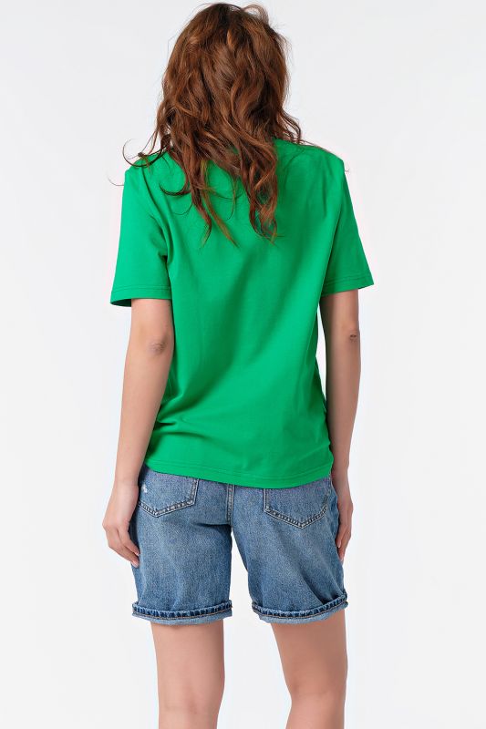 Basic jersey knitted cotton oversize T-shirt green