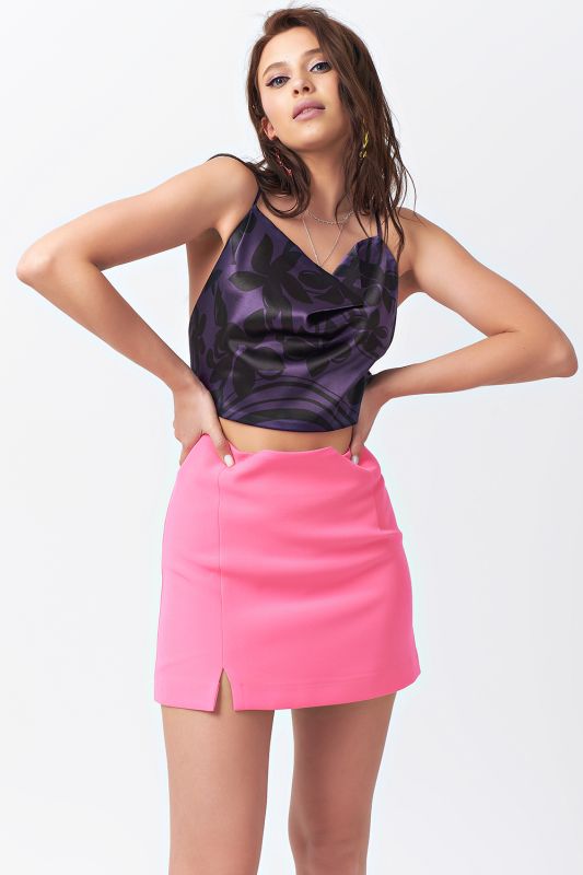 Purple ONE SIZE satin strappy cropped top