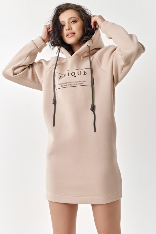 Beige fouter dress with fleece