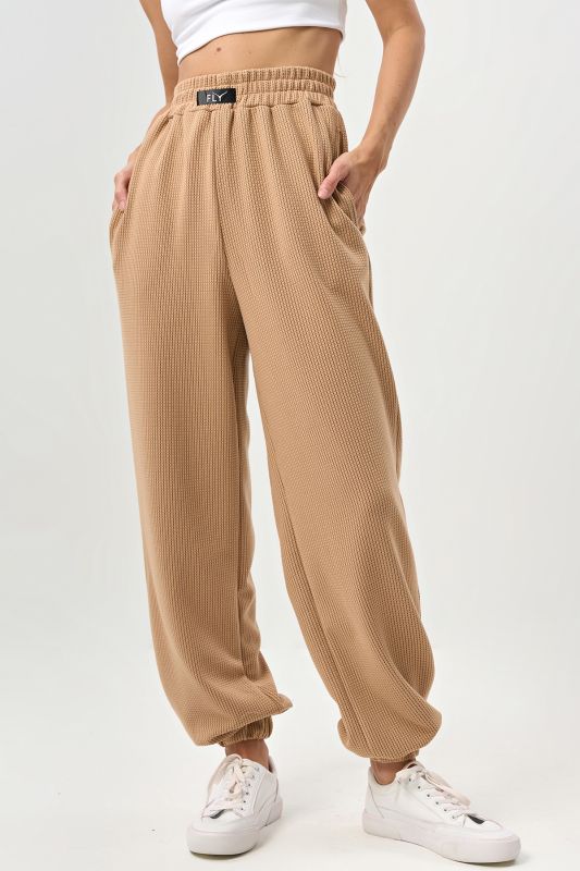 Textured jersey pants beige