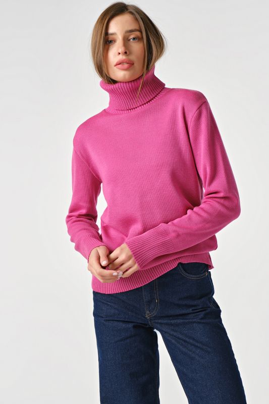 Long sleeve knitted turtleneck with wool fuchsia