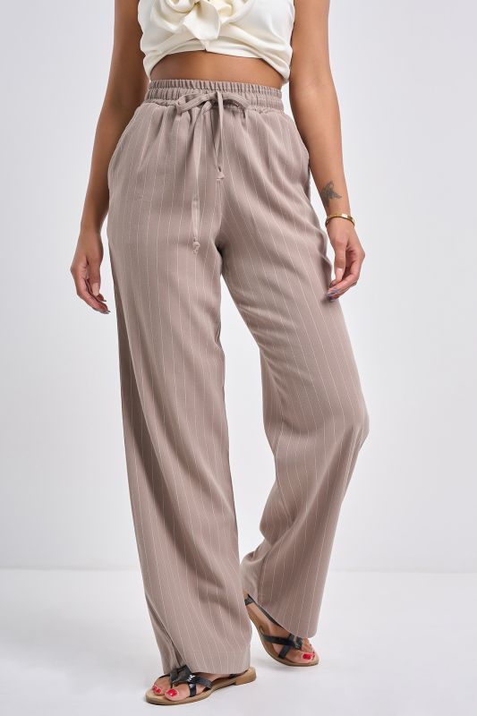 Walnut striped cotton pants