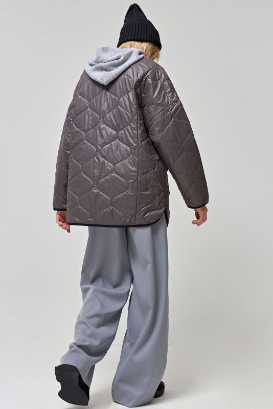 Quilted asphalt raincoat jacket