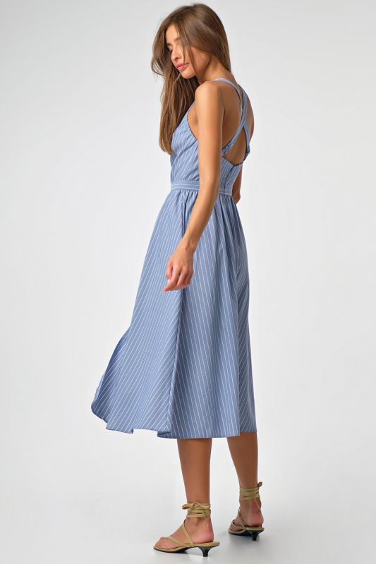 Jeans Striped Cotton Open Back Sundress