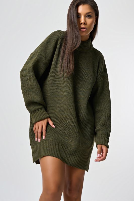 Free silhouette knitted sweater dress khaki melange