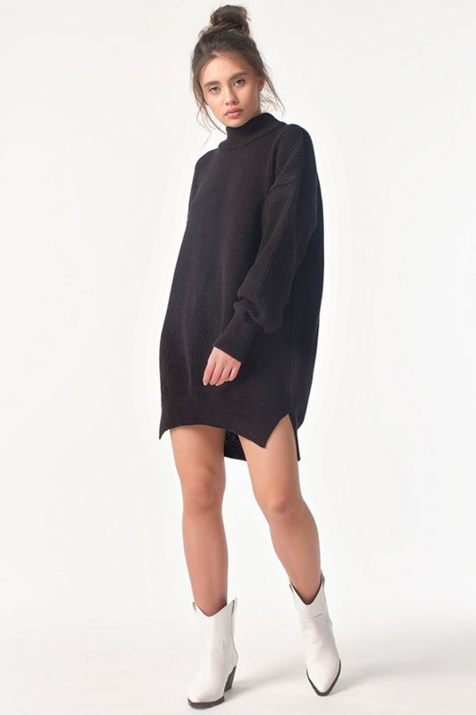 Free silhouette knitted sweater dress black