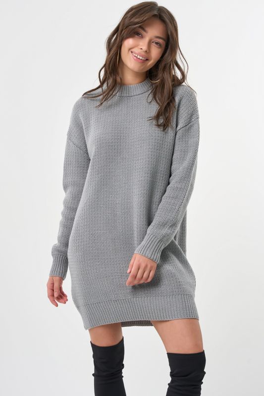 Short wool knitted dress in light gray