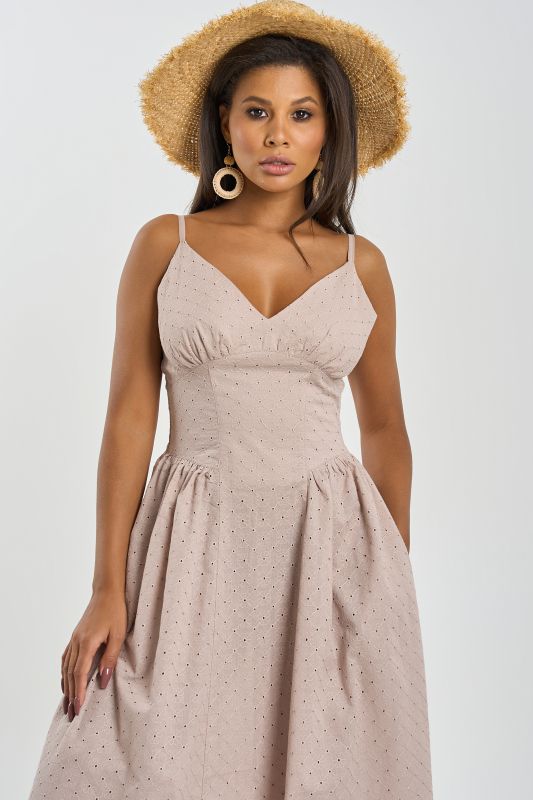 Summer lace summer dress in beige