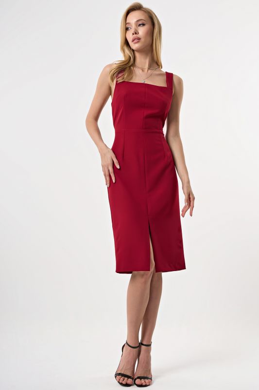 Wine wide-strapped office sundress