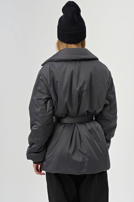 Demi-Seasonal jacket with belt gray