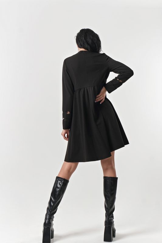 Casual loose long sleeve dress black