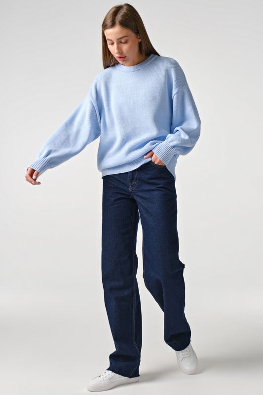 Cotton loose knit sweater blue